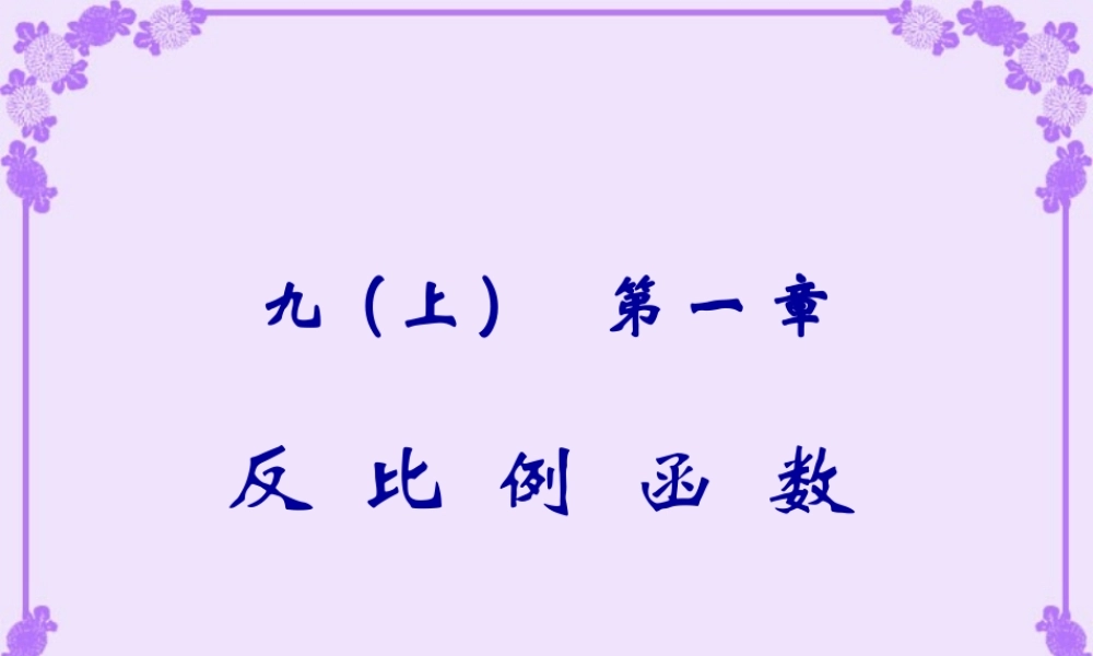 九年级数学第一章反比例函数 浙教版 课件