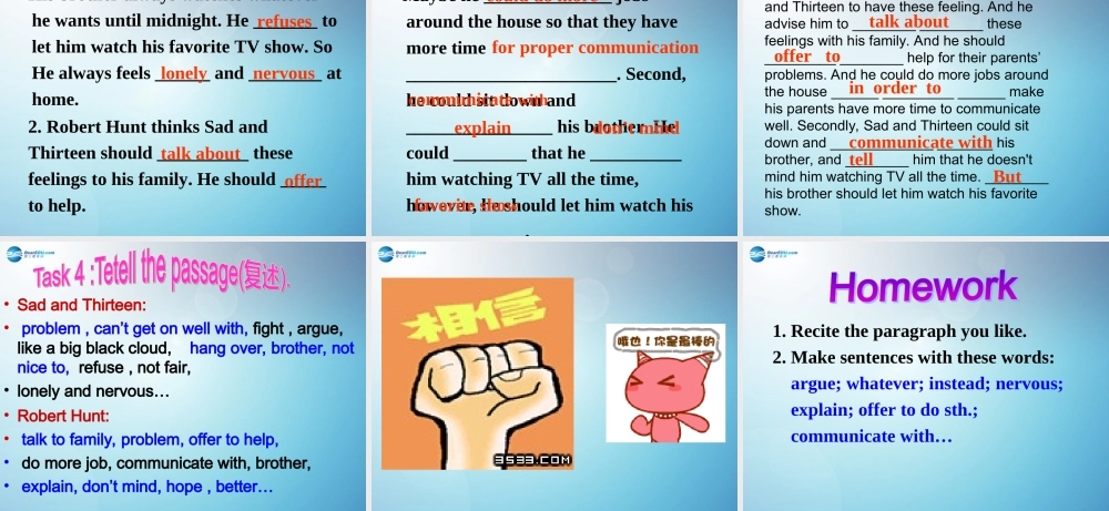 八年级英语下册 Unit 4 why dont you talk to your parents period 2课件 (新版)人教新目标版 课件