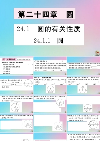 九年级数学上册 第24章(圆)241 圆的有关性质 2411 圆作业课件 (新版)新人教版 课件