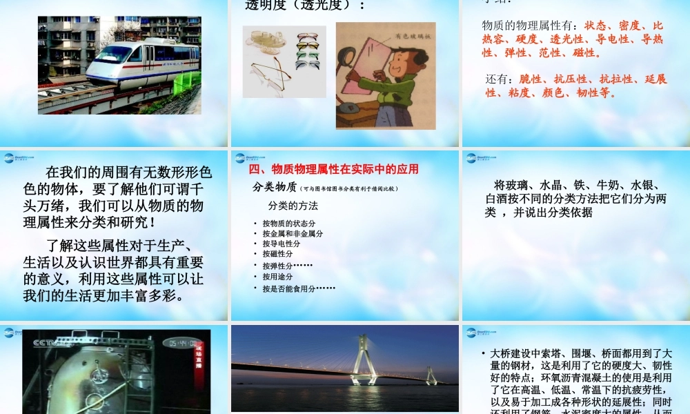 八年级物理下册 6.5 物质的物理属性课件 苏科版 课件