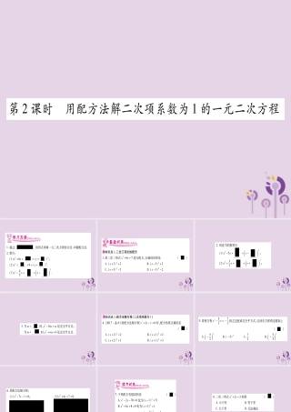 九年级数学上册 第2章 一元二次方程 22 一元二次方程的解法 221 配方法 第2课时 作业课件 (新版)湘教版 课件