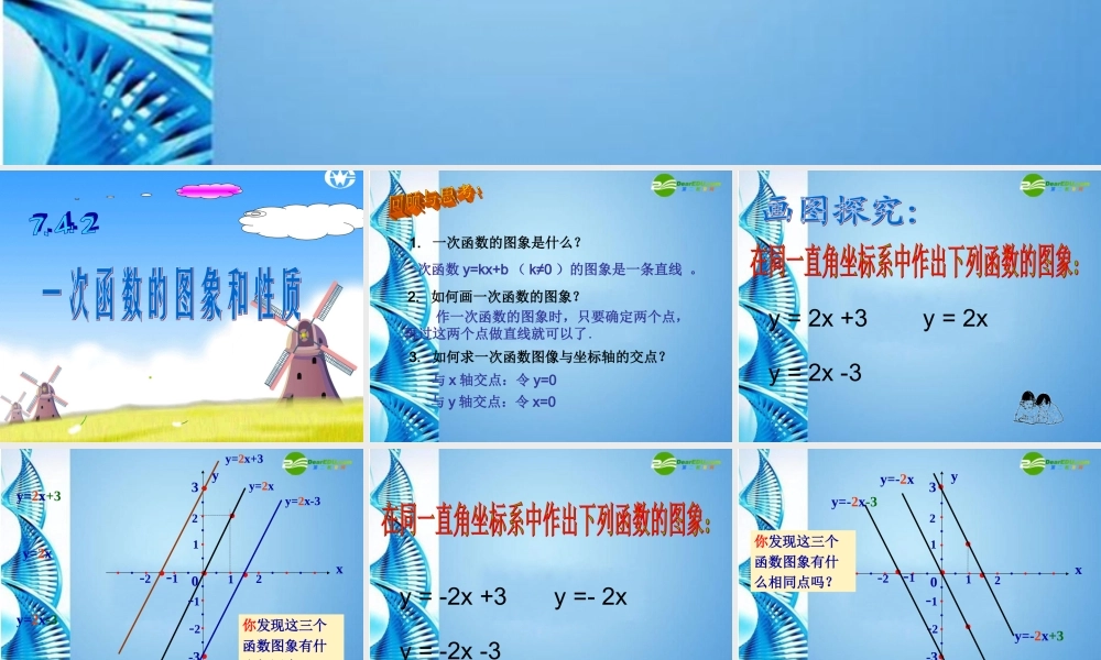 八年级数学上册 7.4一次函数的图象和性质2课件 浙教版 课件