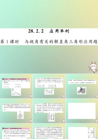 九年级数学下册 第二十八章 锐角三角函数 282 解直角三角形及其应用 2822 应用举例 第1课时 与视角有关的解直角三角形应用题习题课件 (新版)新人教版 课件
