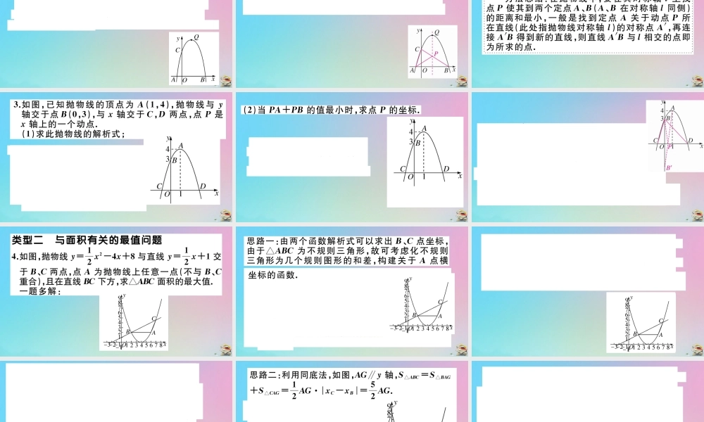 九年级数学上册 第22章(二次函数)微专题 二次函数中的几何最值问题作业课件 (新版)新人教版 课件
