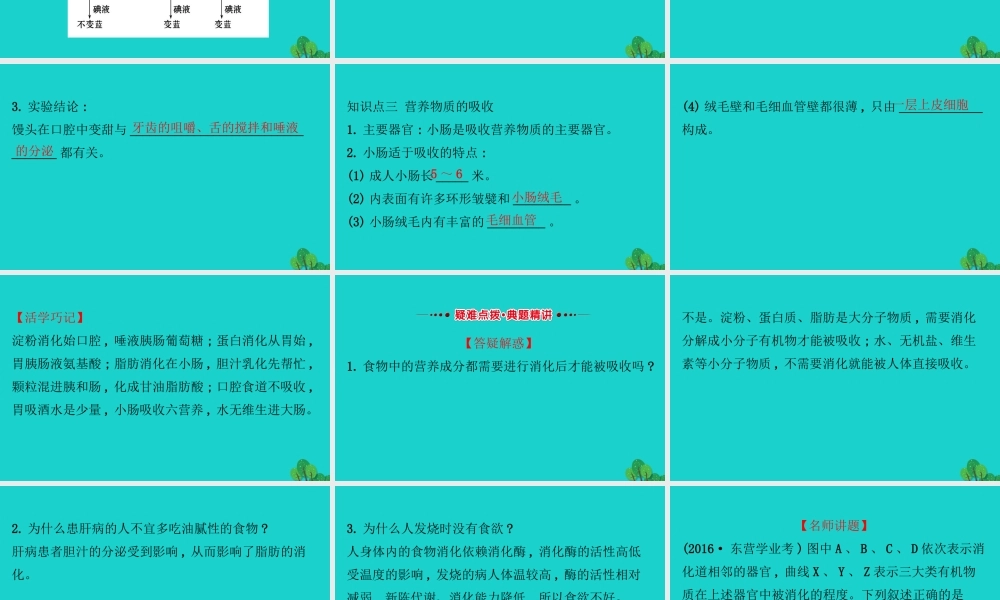 七年级生物下册 4.2.2消化和吸收习题课件(新版)新人教版 课件