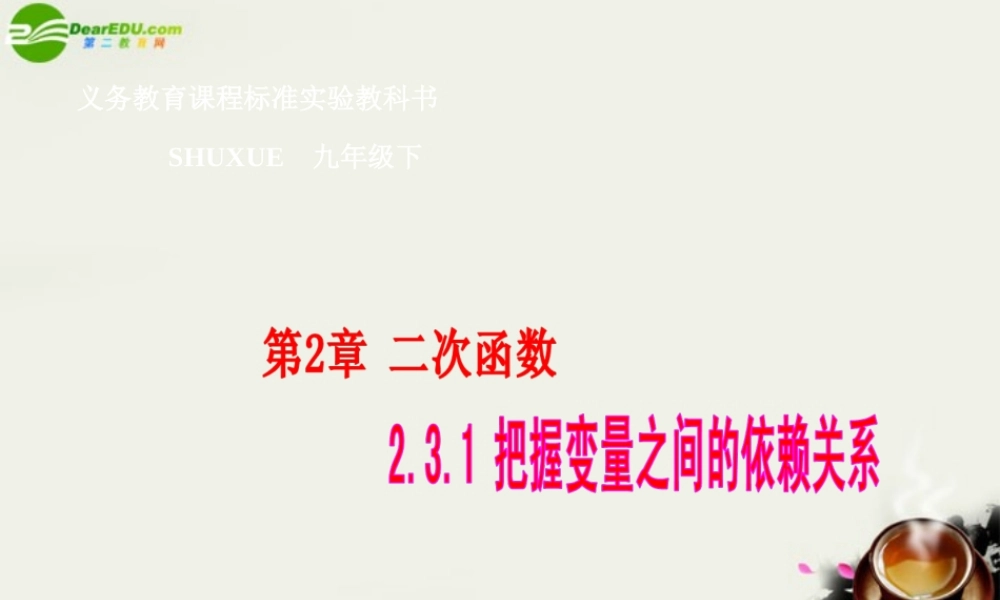 九年级数学下册 23二次函数的应用-231把握变量之间的依赖关系课件 湘教版 课件