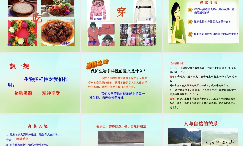 八年级政治下册 第十三课 第1框(关爱大自然 从我做起)课件 鲁教版 课件