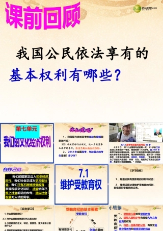 八年级政治下册 第七单元第一课 受教育权课件 粤教版 课件
