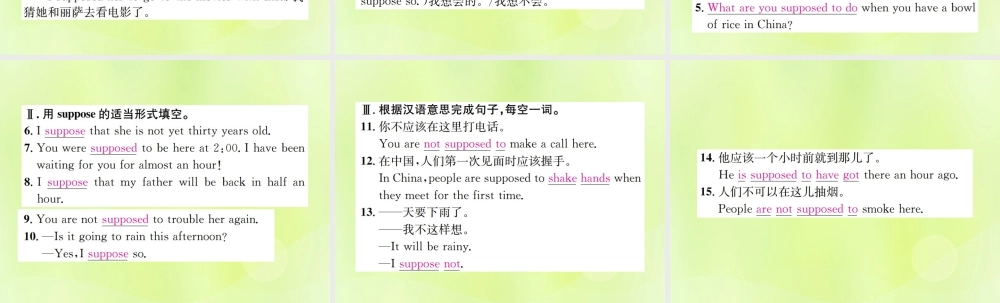 九年级英语全册 Unit 10 You re supposed to shake hands语法小专题习题课件 (新版)人教新目标版 课件