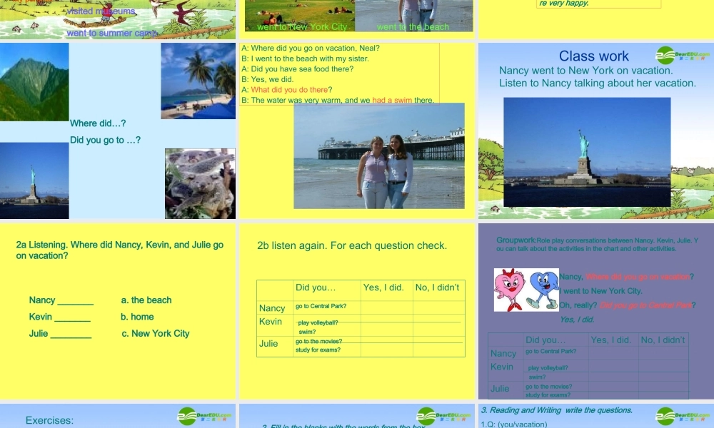 七年级英语上册 Where did you go on vacation课件 鲁教版 课件