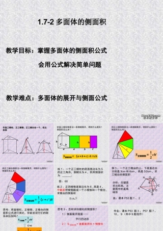 多面体的侧面积 高二数学立体几何课件集二[整理十套] 人教版 高二数学立体几何课件集二[整理十套] 人教版