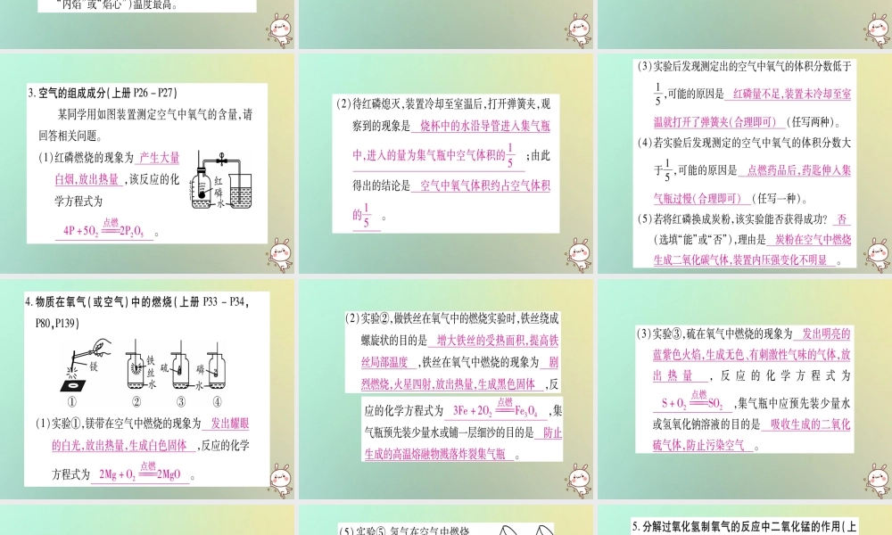 中考化学准点备考复习 第二部分 题型专题突破 专题5 常考教材基础实验课件 新人教版 课件