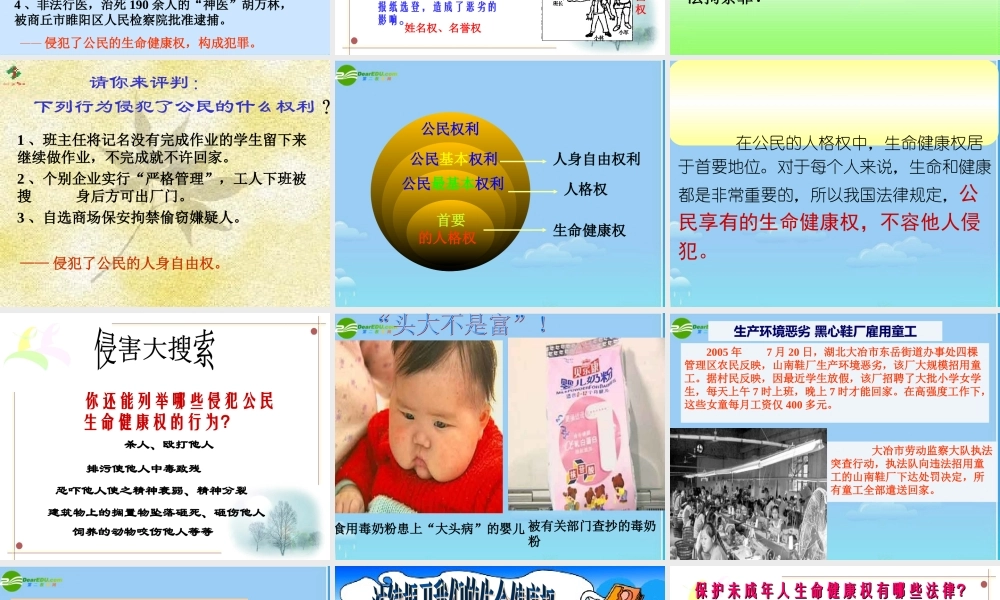 八年级政治下册 生命与健康的权利课件 人教新课标版 课件