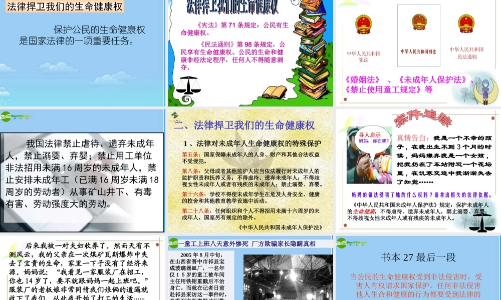 八年级政治下册 生命与健康的权利课件 人教新课标版 课件