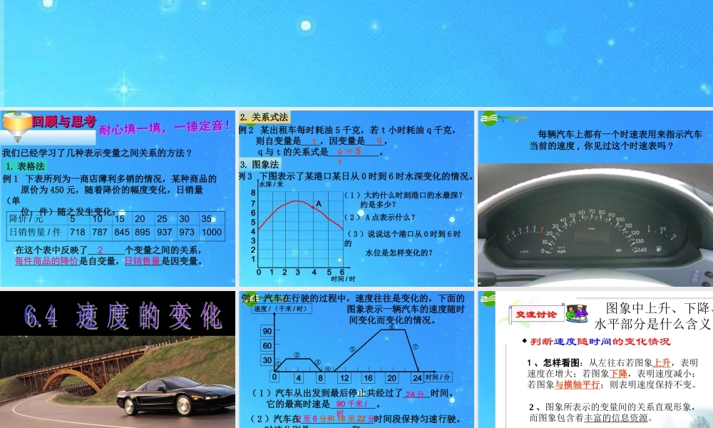 七年级数学下册 6-4(速度的变化)课件 北师大版 课件