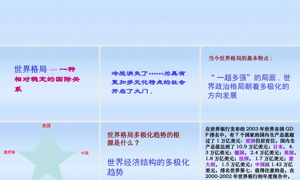 九年级历史下册 第七单元第15课世界政治格局的多极化趋势课件人教新课标版 课件