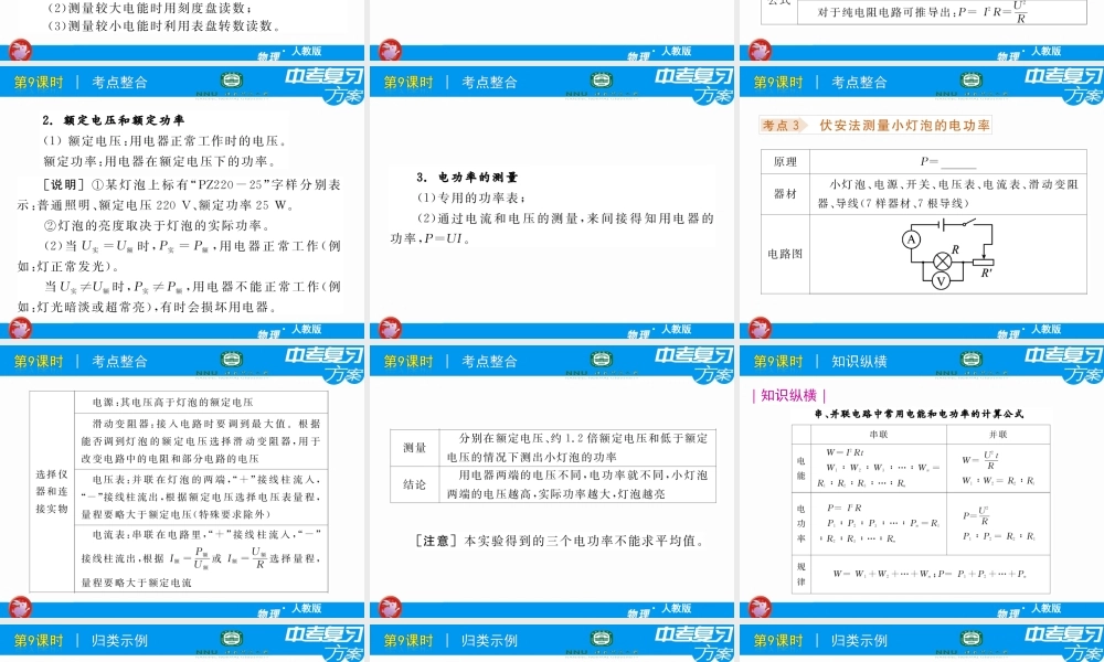 中考物理复习课件电能电功率