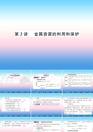 中考化学总复习 第1编 教材知识梳理篇 第8单元 金属和金属材料 第2讲 金属资源的利用和保护(精讲)课件