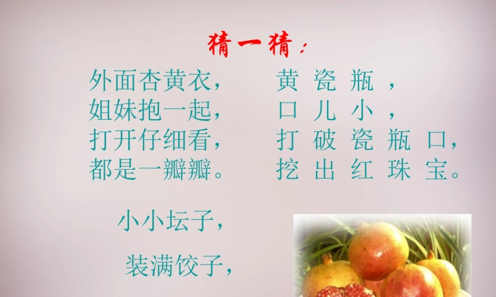 中学七年级语文下册 1 石榴课件 语文版 课件