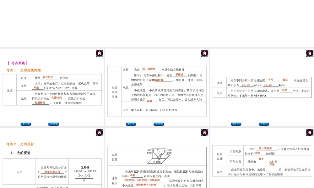【中考复习方案】第三课时　光的传播　光的反射　平面镜成像