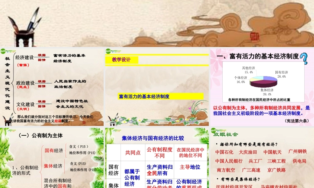 九年级政治(富有活力的基本经济制度)课件 粤教版 课件