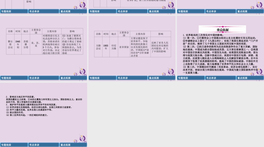 中考历史总复习 第二编 热点专题速查篇 专题8 近现代国际关系的演变(精讲)课件