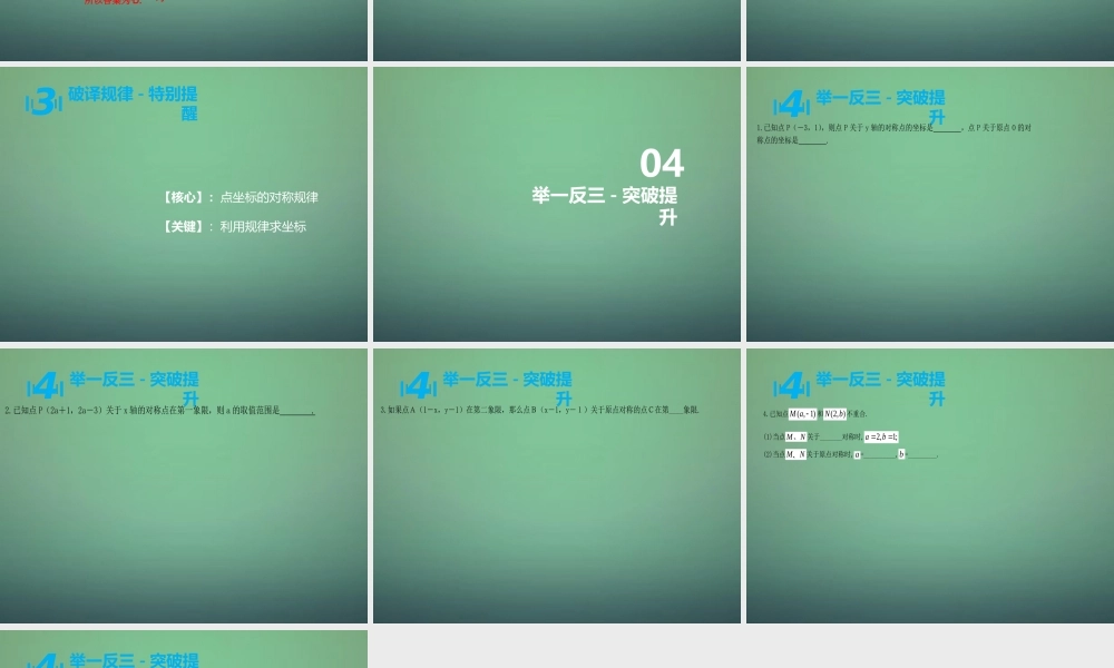 八年级数学上学期期中圈题10 点坐标的对称课件 北师大版 课件