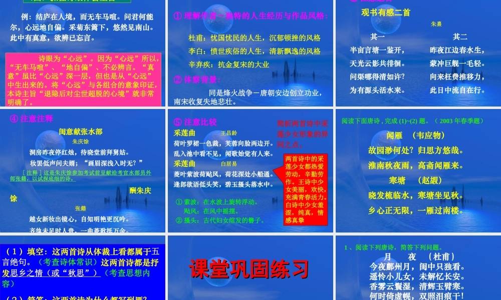 古典诗歌鉴赏5 高考专题指导 诗歌鉴赏课件锦[整理17套]人教版 高考专题指导 诗歌鉴赏课件锦[整理17套]人教版