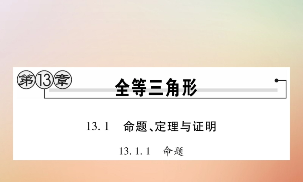 八年级数学上册 第13章 全等三角形 13.1 命题定理与证明 13.1.1 命题课时检测课件 (新版)华东师大版 课件
