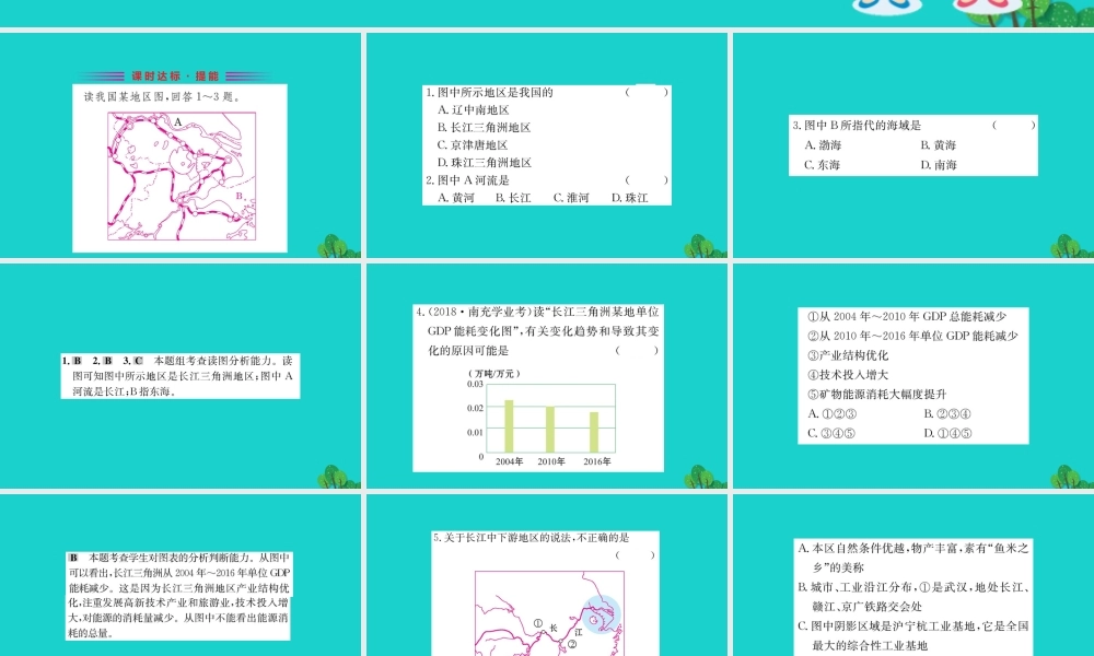 八年级地理下册 第七章 第二节 鱼米之乡 长江三角洲地区习题课件(新版)新人教版 课件