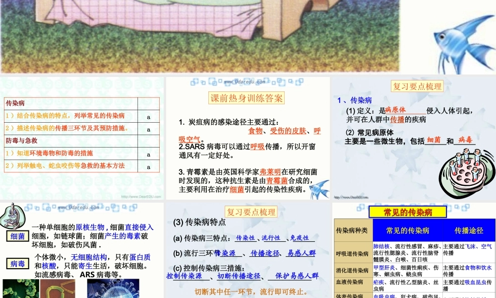 初三总复习第14课 健康与环境 浙教版 试题