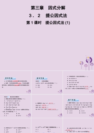 七年级数学下册 第3章(因式分解)3.2 提公因式法 第1课时 提公因式法(1)习题课件 (新版)湘教版 课件