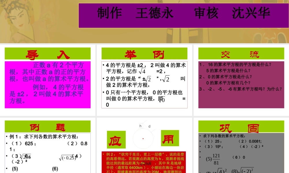 八年级数学算术平方根课件 苏科版 课件