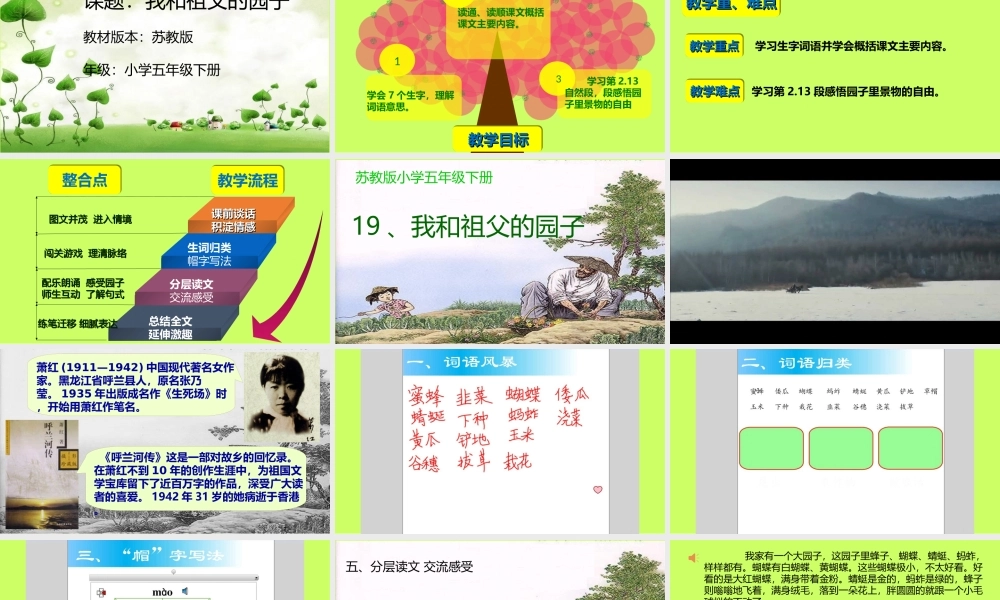 陶青《我和祖父的园子》无生上课PPT