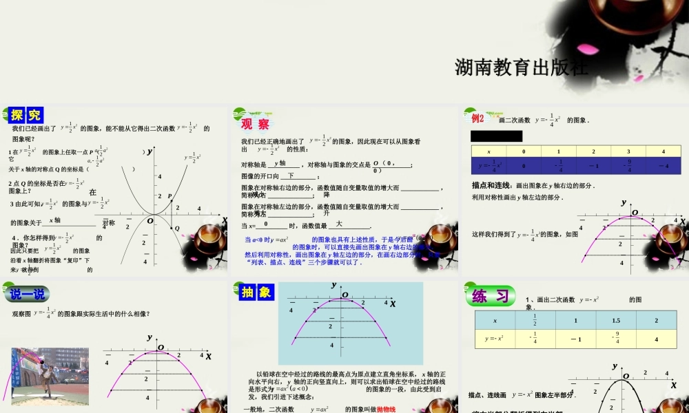 九年级数学下册 22二次函数的图象与性质(2)课件 湘教版 课件