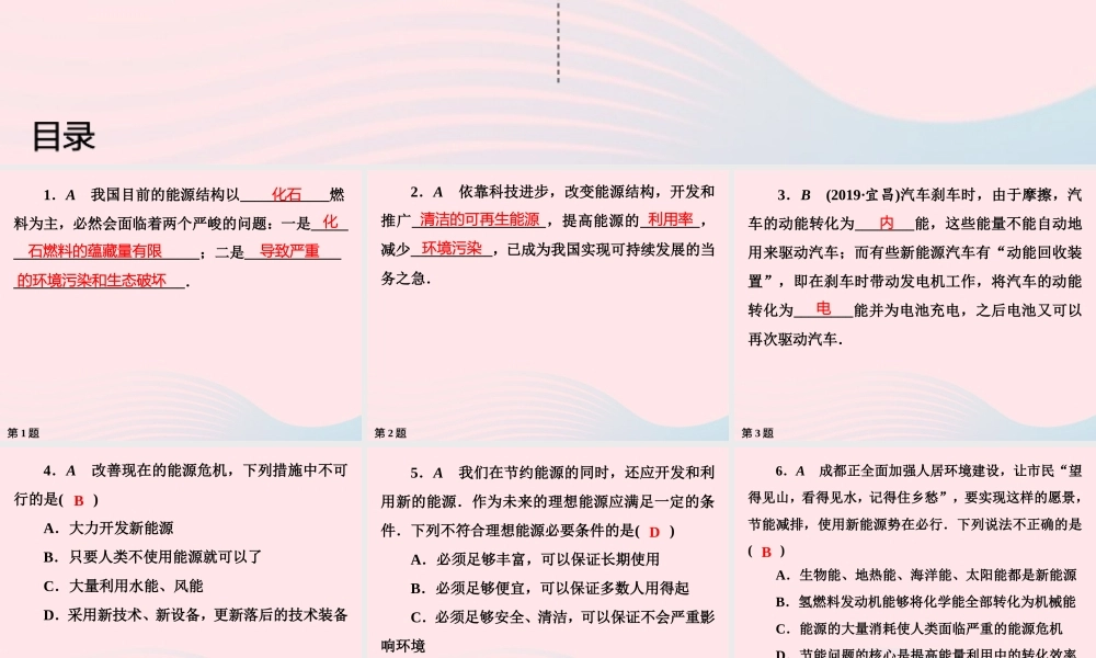 九年级物理下册 第18章 能源与可持续发展作业30课件 苏科版 课件