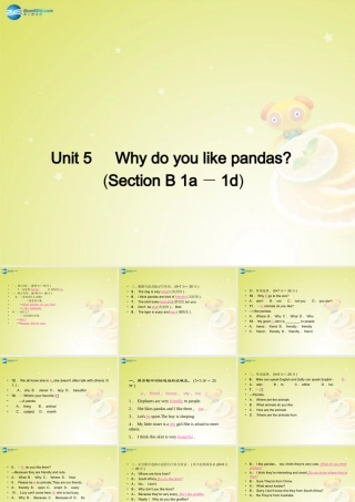 七年级英语下册 Unit 5 Why do you like pandas Section B 1a－1d(预习导航+堂堂清+日日清)课件 (新版)人教新目标版 课件