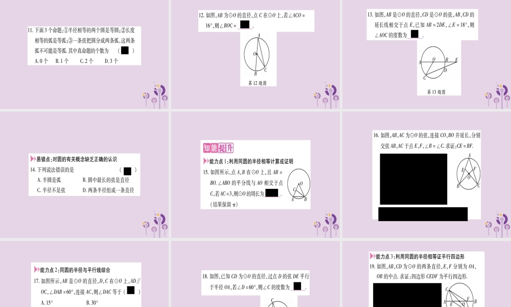 九年级数学上册 第二十四章 圆 241 圆的有关性质 2411 圆作业课件 (新版)新人教版 课件