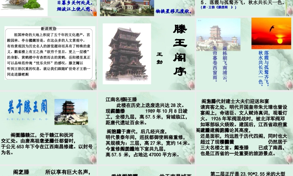 山东省菏泽一中高二语文(滕王阁序)课件 新人教版 课件