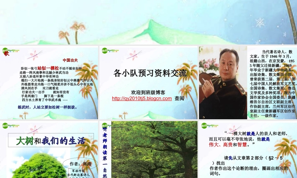七年级语文上册(大树和我们的生活)课件 上海五四制版 课件