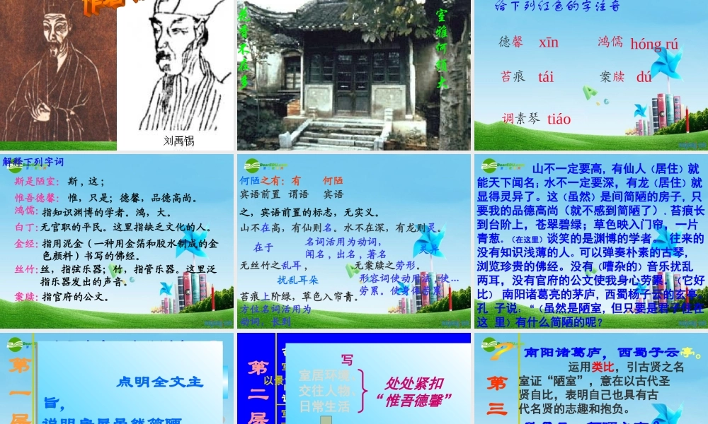 八年级语文上册(陋室铭)教学课件 人教新课标版 课件