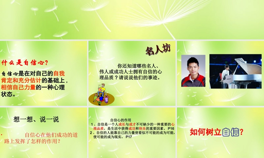 中学七年级政治上册(2.2 我自信 我能行)课件 苏教版 课件