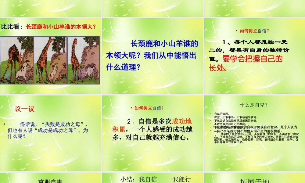 中学七年级政治上册(2.2 我自信 我能行)课件 苏教版 课件