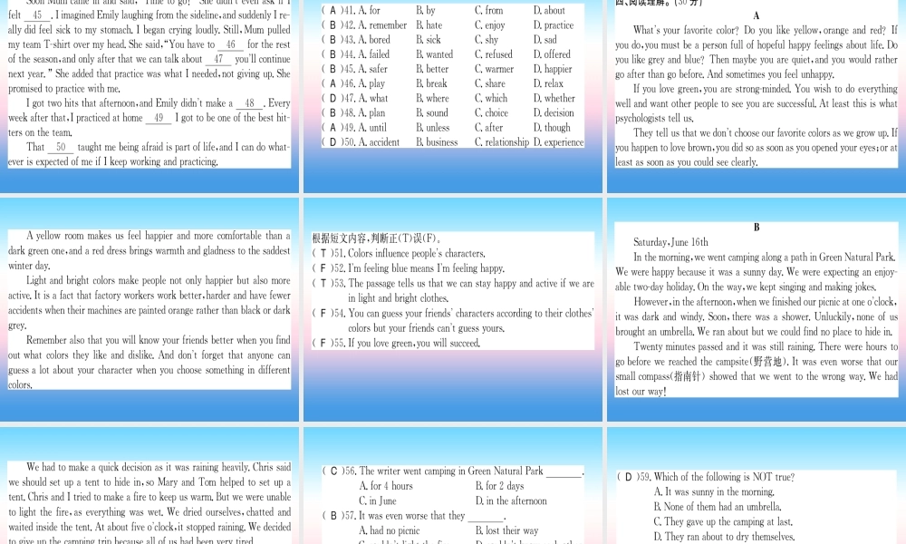 九年级英语全册 Unit 11 Sad movies make me cry综合测评卷习题课件 (新版)人教新目标版 课件