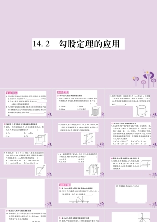 八年级数学上册 第14章 勾股定理 14.2 勾股定理的应用作业课件 (新版)华东师大版 课件
