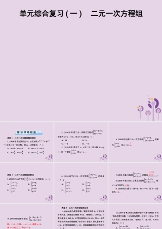 七年级数学下册 第1章(二元一次方程组)单元综合复习(一)二元一次方程组习题课件 (新版)湘教版 课件