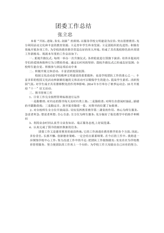 团委工作总结