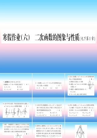 九年级数学下册 寒假作业(六)二次函数的图象与性质作业课件 (新版)湘教版 课件