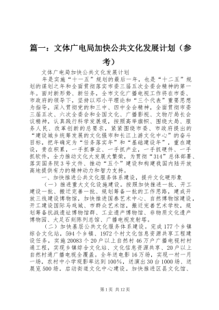 篇一：文体广电局加快公共文化发展计划（参考）
