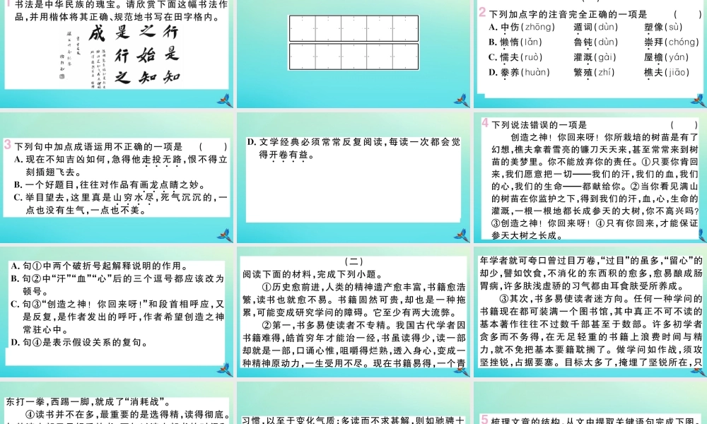 九年级语文上册 第五单元 造宣言作业课件 新人教版 课件